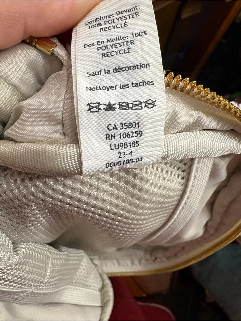 lululemon athletica Cream Sherpa Crossbody Belt Bag with Gold Accent